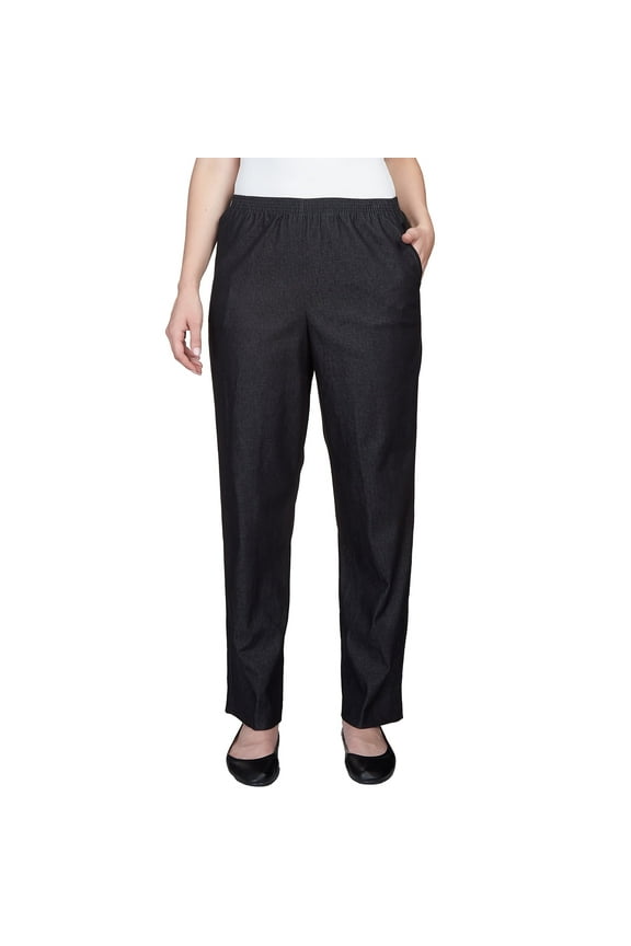 Women's Petite Black Denim Comfort Waistband Pant