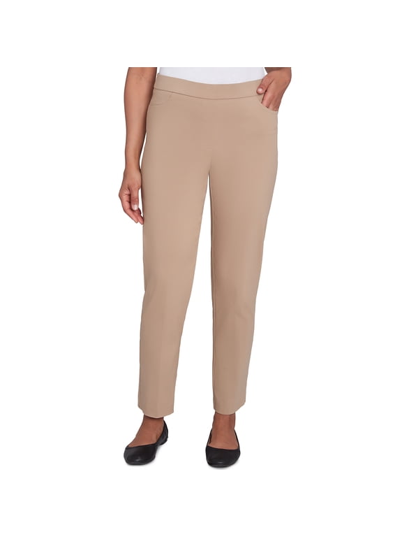 Womens Petite Classic Allure Fit Proportioned Pant With Elastic Comfort Waistband