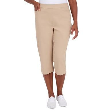 Alfred Dunner Women's Petite Classic Allure Stretch Clam Digger, Tan, 14 Petite