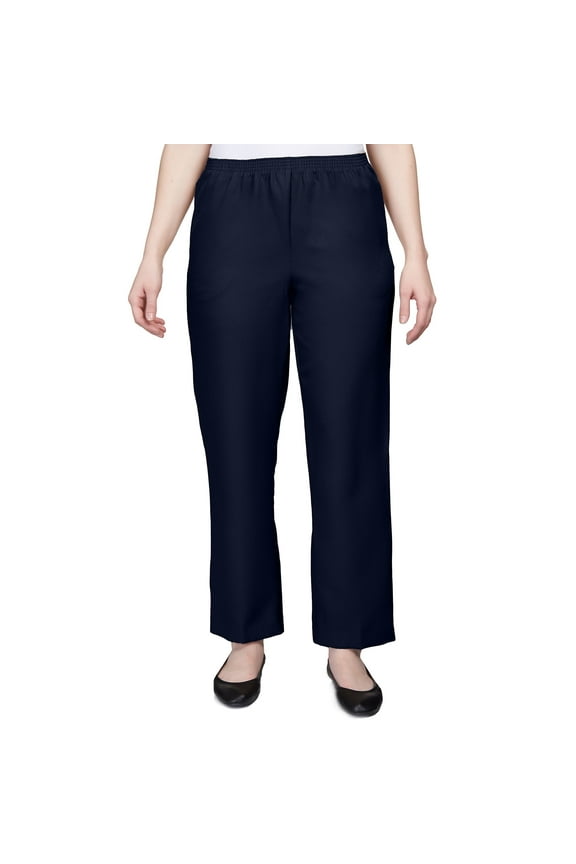 Women's Petite Solid Elastic Waist Pants