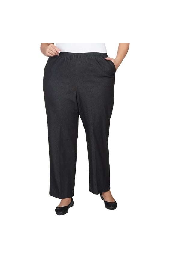 Women's Plus Size Black Denim Comfort Waistband Short Length Pant
