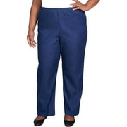 Alfred Dunner Women's Plus Size Casual Elastic Waist Denim Pull-On Jeans