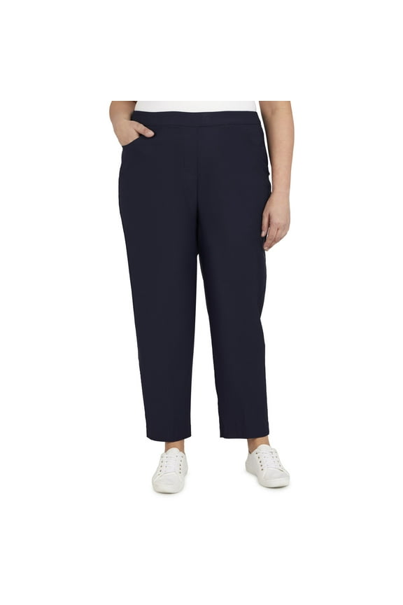Womens Plus-Size Classic Allure Fit Proportioned Pant With Elastic Comfort Waistband