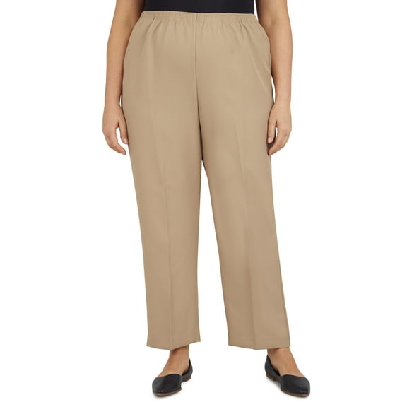 Alfred Dunner Women's Plus Size Solid Elastic Waist Pants
