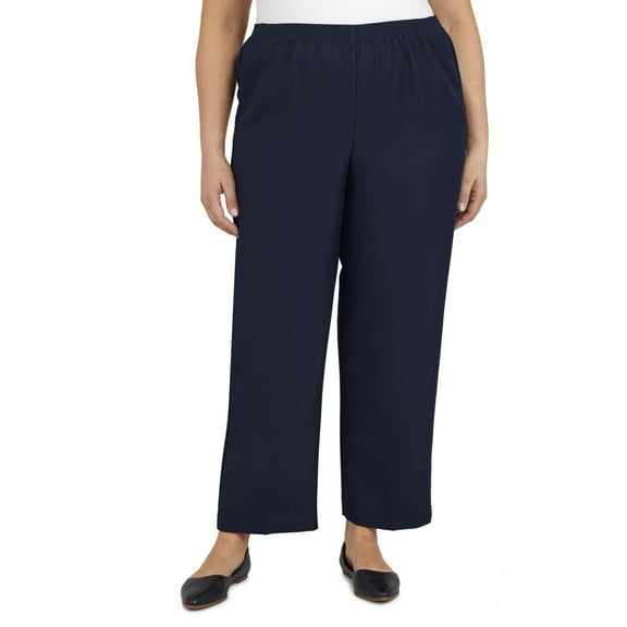 Alfred Dunner Women's Plus Size Solid Elastic Waist Pants