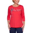 Alfred Dunner Women's Ship Shape Bon Voyage Top Petite Size, Red