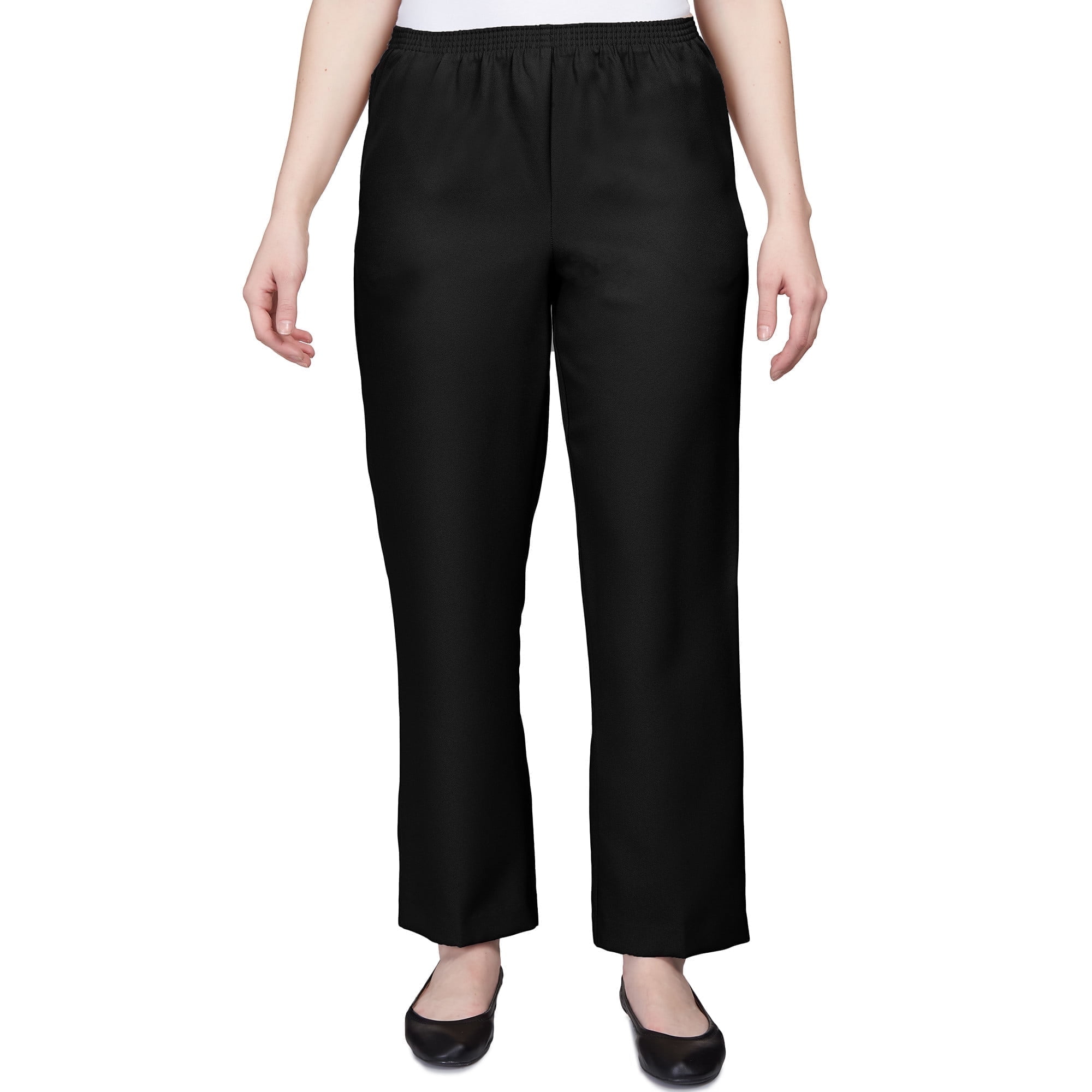 Black Mid Rise Relaxed Fit Polyester Dress Pants