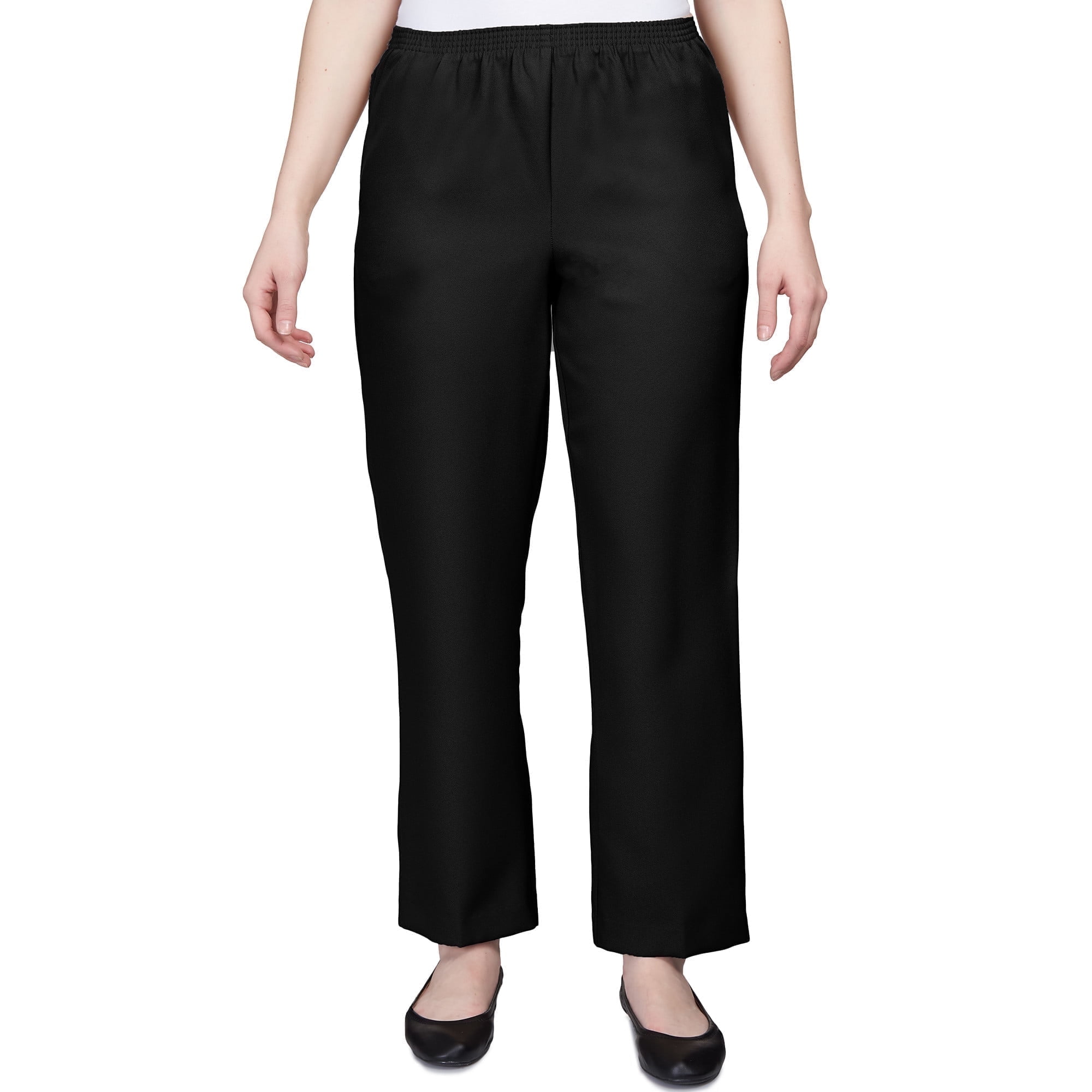Black Mid Rise Relaxed Fit Polyester Dress Pants