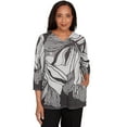 thumbnail image 1 of Alfred Dunner Womens Abstract Floral Stripe V-Neck Top, 1 of 4