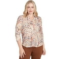 thumbnail image 1 of Alfred Dunner Womens Animal Burnout Button Front Top, 1 of 4