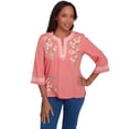 thumbnail image 1 of Alfred Dunner Womens Bohemian Floral Embroidered Flutter Sleeve Top, 1 of 4