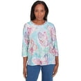 thumbnail image 1 of Alfred Dunner Womens Butterfly Crewneck Three Quarter Sleeves Top, 1 of 4