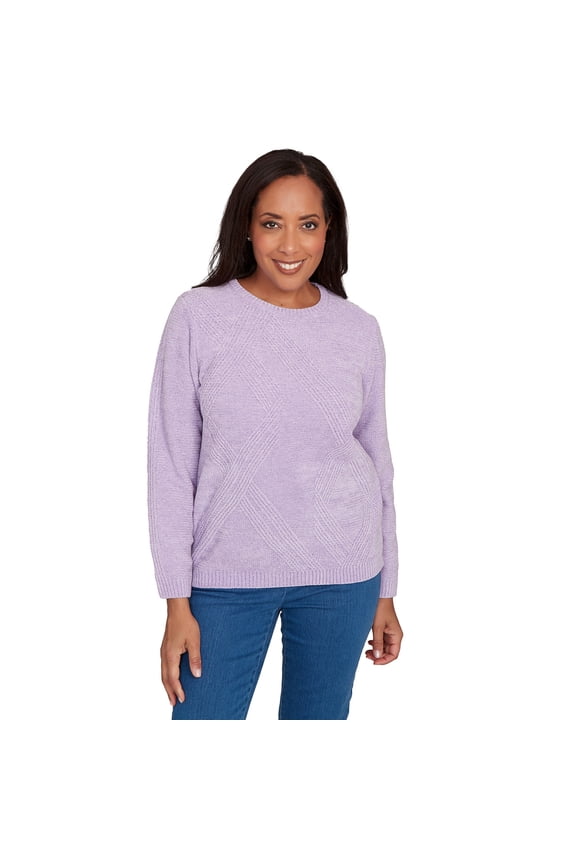 Womens Cable Chenille Pullover Sweater