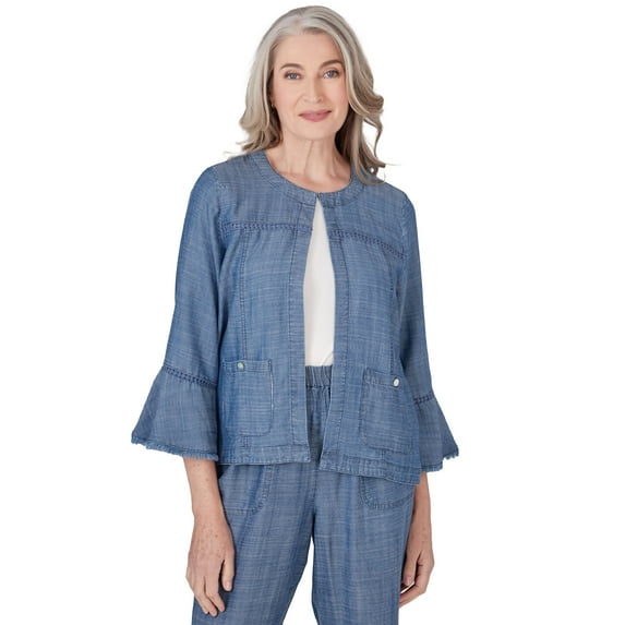 Alfred Dunner Womens Chambray Jacket