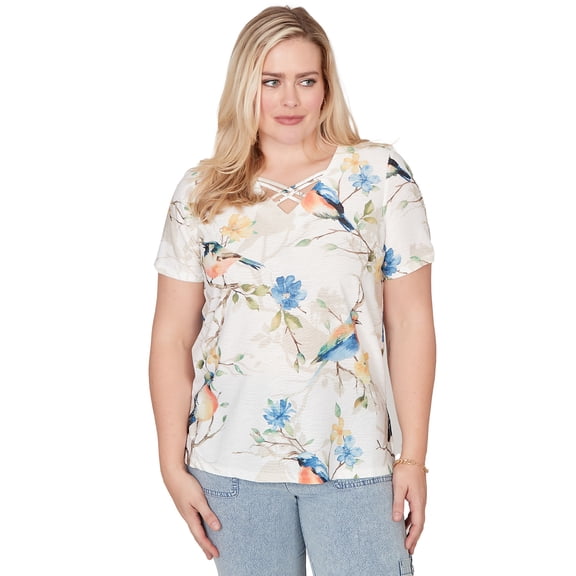 Alfred Dunner Womens Chickadees Embellished Tee