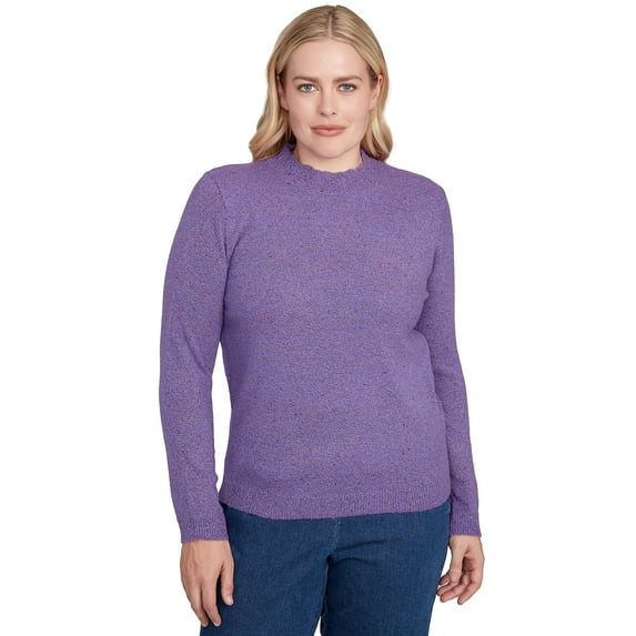 Alfred Dunner Womens Classic Mockneck Long Sleeve Sweater
