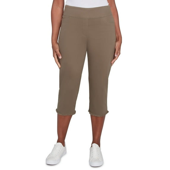 Alfred Dunner Womens Denim Fringe Capri Pant