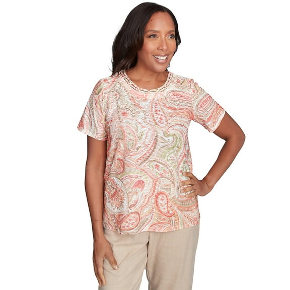 Alfred Dunner Womens Double-Knotted Paisley Top