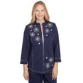 thumbnail image 1 of Alfred Dunner Womens Embroidered Daisy French Terry Jacket, 1 of 4