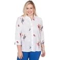 thumbnail image 1 of Alfred Dunner Womens Embroidered Flower Collared Button Front Top, 1 of 4