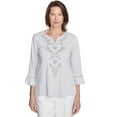 thumbnail image 1 of Alfred Dunner Womens Embroidered Scroll Bell Sleeve Top, 1 of 4