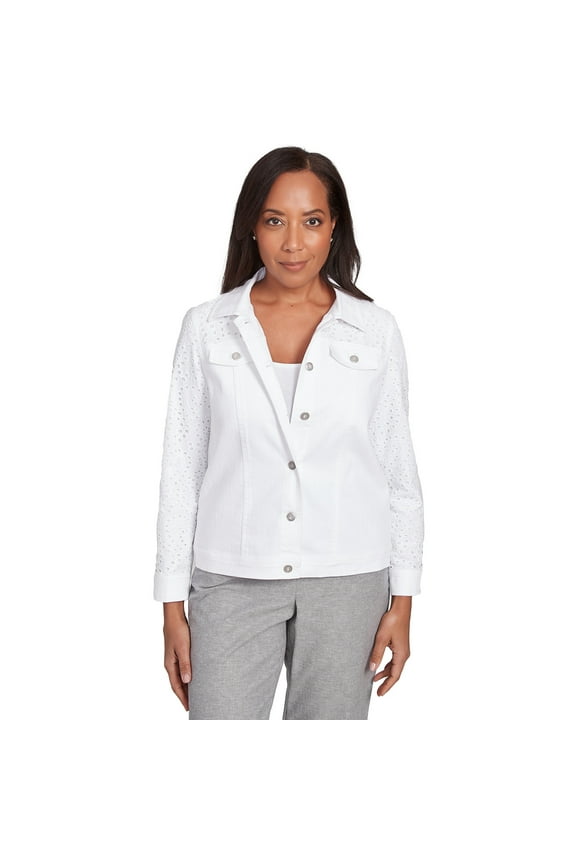 Womens Eyelet Denim Long Sleeve Jacket