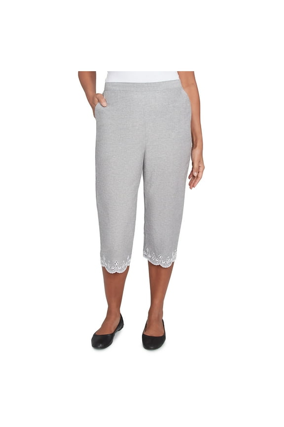 Womens Eyelet Embroidered Capri