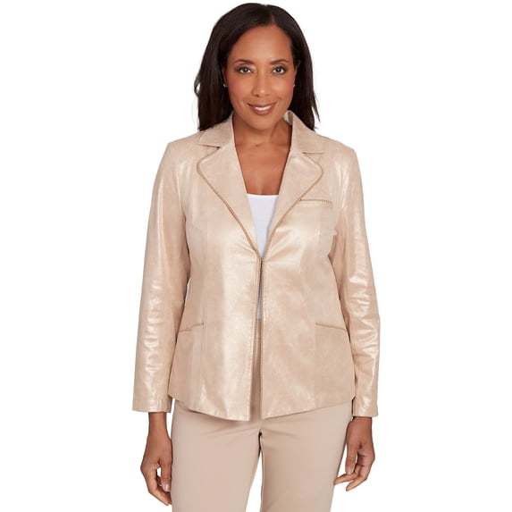 Alfred Dunner Womens Faux Suede Shimmer Jacket
