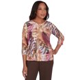 thumbnail image 1 of Alfred Dunner Womens  Feather Print Lace Detailed Crew Neck Top, 1 of 6