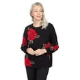 thumbnail image 1 of Alfred Dunner Womens Floral Jacquard Long Sleeve Sweater, 1 of 6