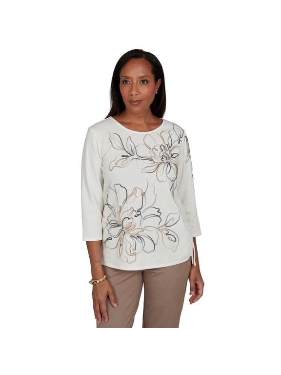 Womens Floral Soutache Outline Top