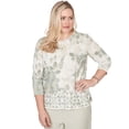 thumbnail image 1 of Alfred Dunner Womens Floral Tonal Border Embellished Neck Top, 1 of 4