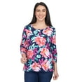 thumbnail image 1 of Alfred Dunner Womens Floral Twist Embroidered Crew Neck Top, 1 of 6