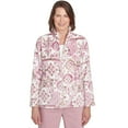 Alfred Dunner Womens Fuzzy Medallion Print Jacket