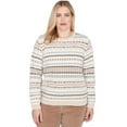 thumbnail image 1 of Alfred Dunner Womens Geometric Biadere Striped Chenille Sweater, 1 of 4