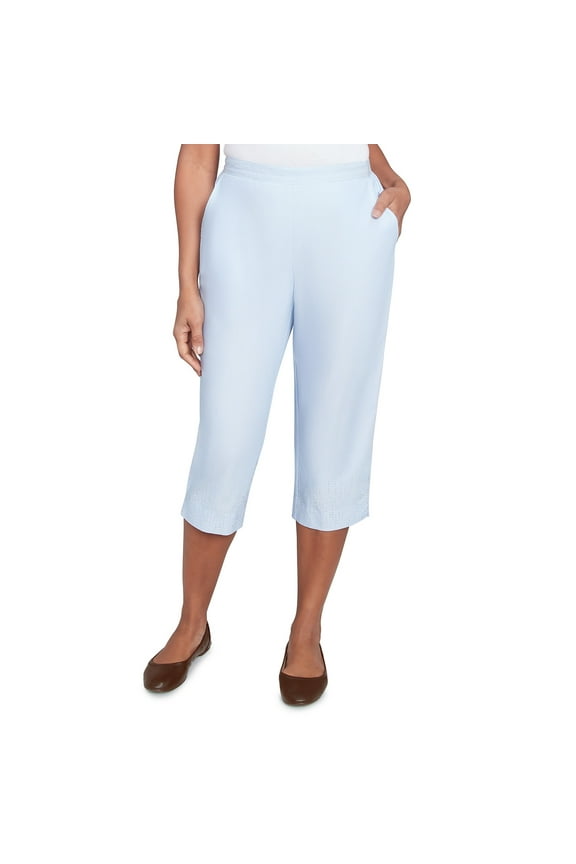 Womens Heat Set Embroidered Capri