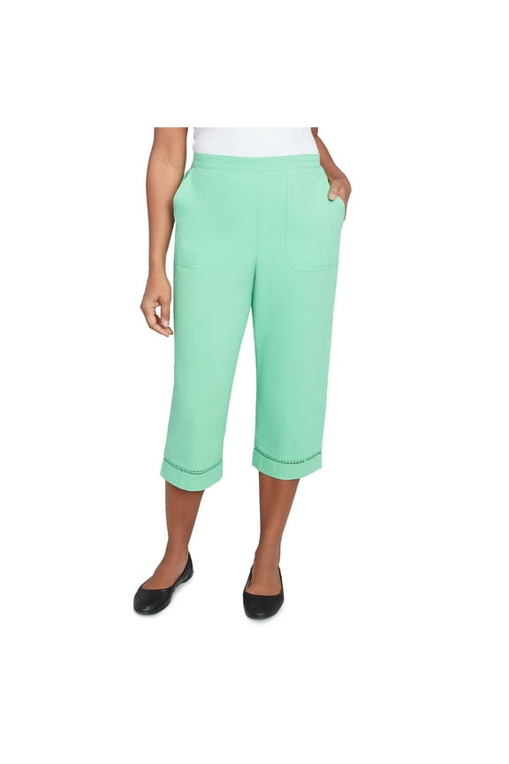 Womens Lace Dotted Trim Capri