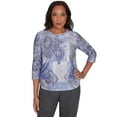 thumbnail image 1 of Alfred Dunner Womens  Medallion Patchwork Beaded Crew Neck Top, 1 of 6