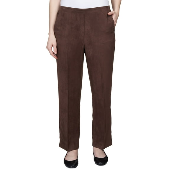 Alfred Dunner Womens Micro Suede Flat Front Average Length Pant
