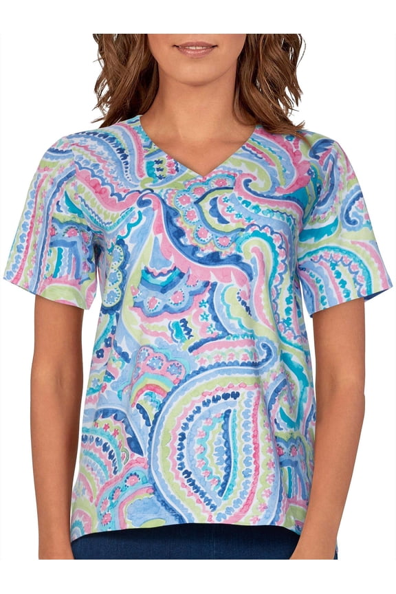 Womens Paisley V-Neck Top X-Large Multi