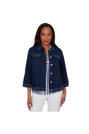 Womens Pearl Trim Denim Jacket