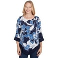 thumbnail image 1 of Alfred Dunner Womens Petite Abstract Bold Floral Patchwork Top With Necklace, 1 of 4