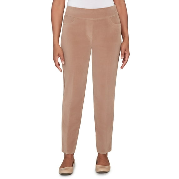 Alfred Dunner Womens Petite Allure Fit Flat Front Corduroy Short Length Pant