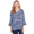 thumbnail image 1 of Alfred Dunner Womens Petite Beaded Split Neck Feathers Top, 1 of 4