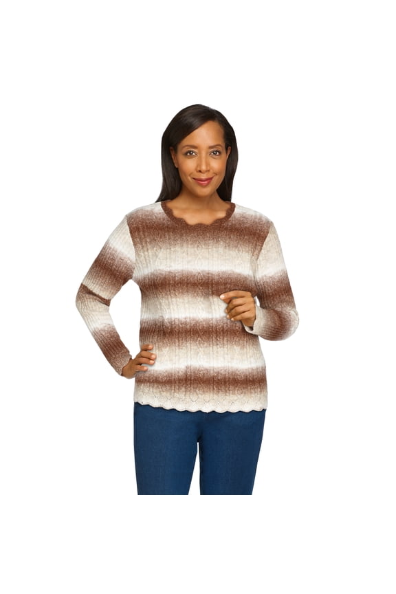 Womens Petite  Casual Ombre Lightweight Sweater