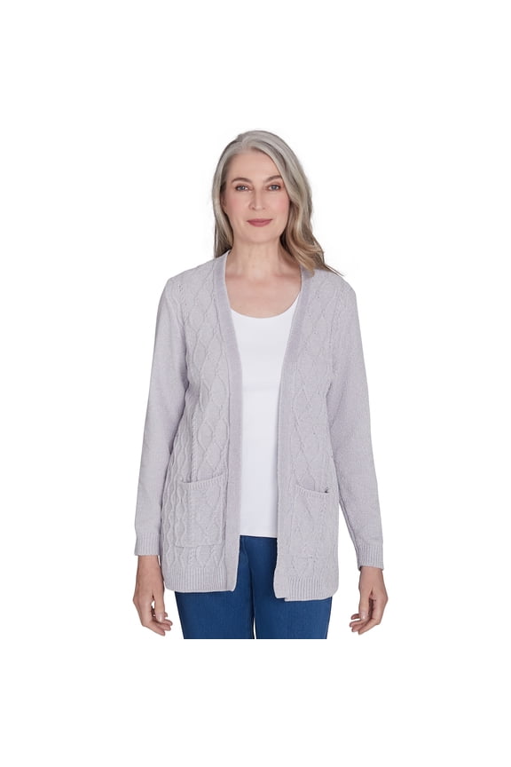 Womens Petite  Chenille Cardigan With Pockets