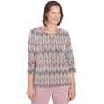 thumbnail image 1 of Alfred Dunner Womens Petite Chenille Zig Zag Split Neck Top, 1 of 4