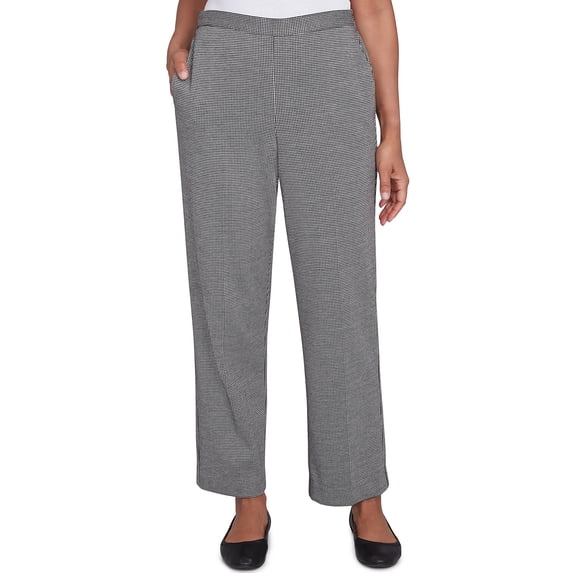 Alfred Dunner Womens Petite Chic Pull On Houndstooth Medium Length Pant