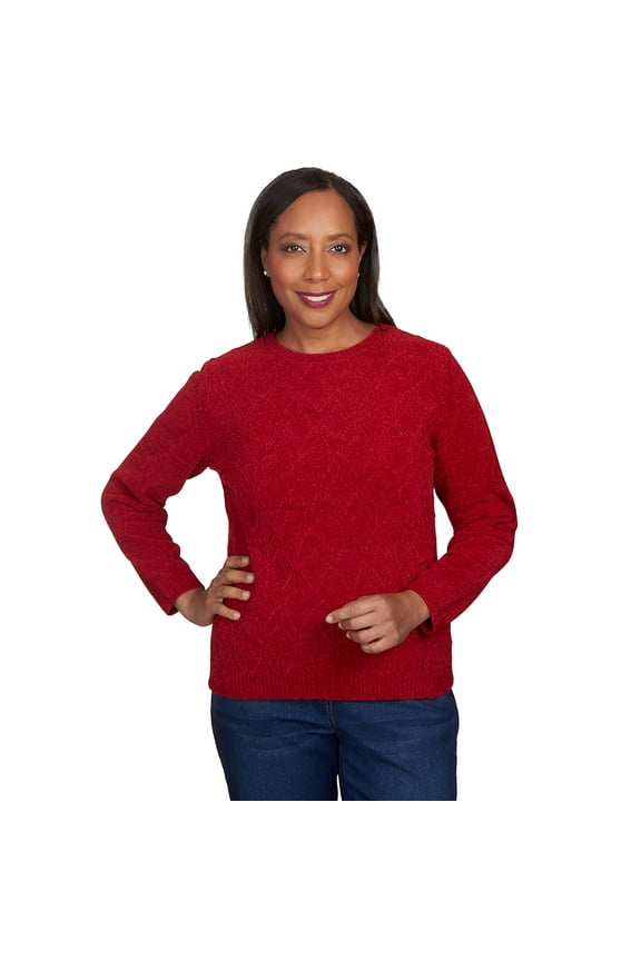 Womens Petite Classic Chenille Pullover Sweater