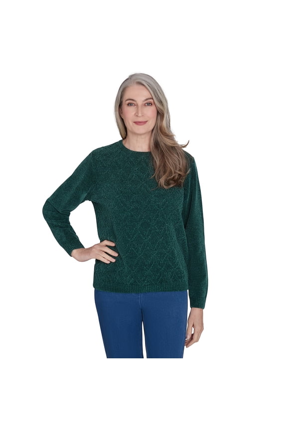 Womens Petite  Classic Chenille Pullover Sweater